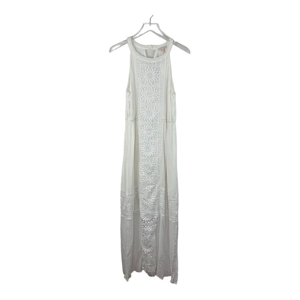 NWT Skies Are Blue | Kinsey Halter Style Crochet Inset White Maxi Large‎